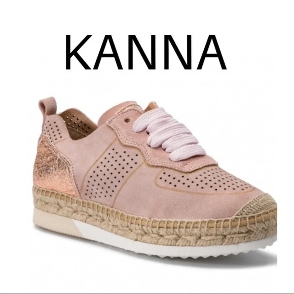 KANNA Pink sparkle perforated Espadrille Sneakers